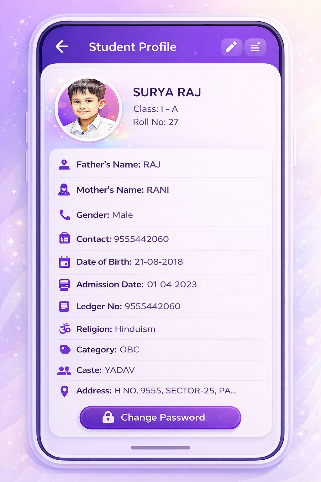 EduSathi School ERP Mobile App Dashboard